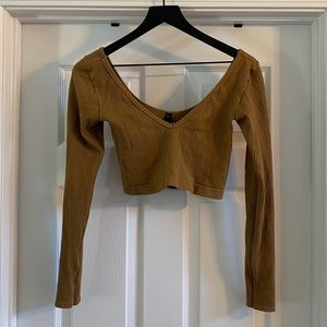 URBAN OUTFITTERS ribbed mustard yellow crop